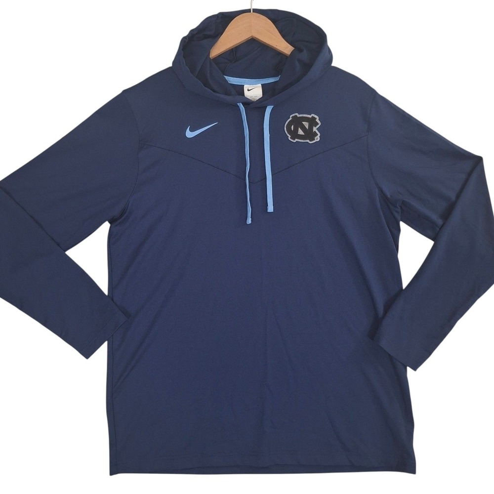 Nike North Carolina Tar Heels Performance Hoodie Mens L Navy Blue Long Sleeve
